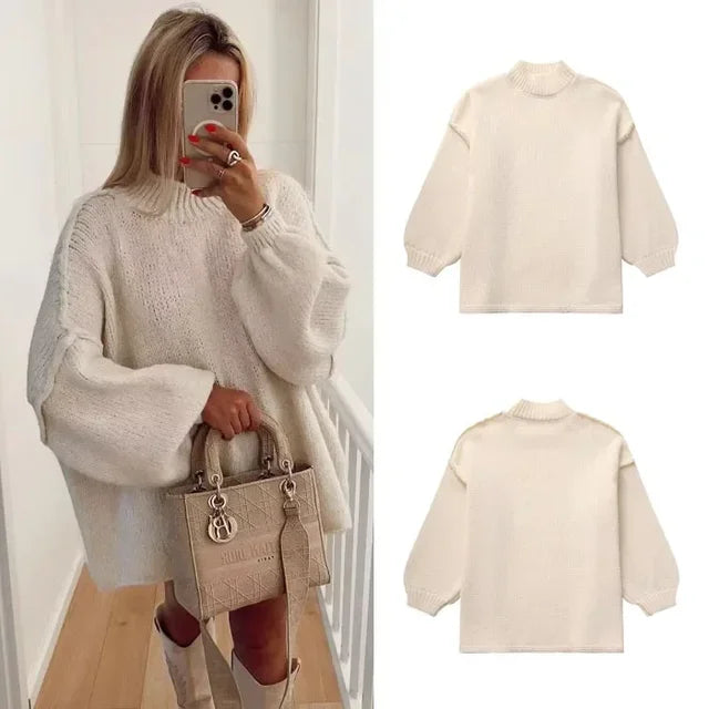 ELARATRUI - Pull de dames surdimensionné à la mode pour un look élégant et confortable