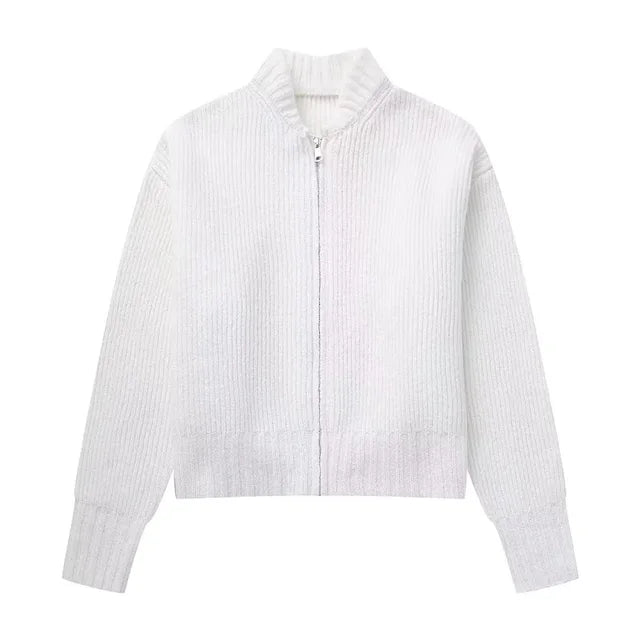 Sérène - Veste de bombardier tricoté avec fermeture éclair