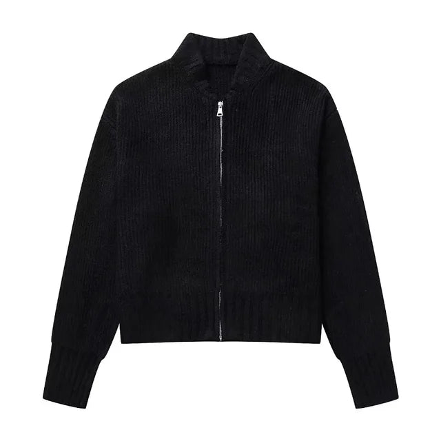 Sérène - Veste de bombardier tricoté avec fermeture éclair
