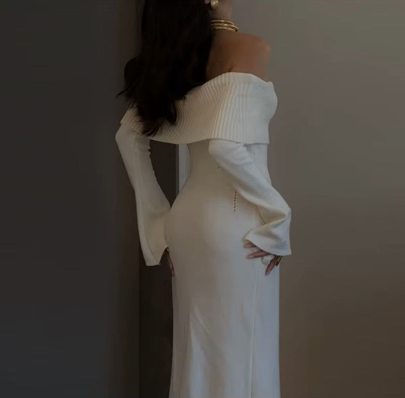 Robe en tricot marisse-off-épaule pour un look élégant et séduisant