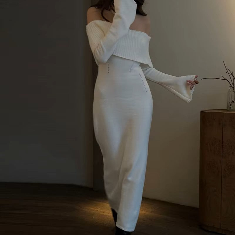Robe en tricot marisse-off-épaule pour un look élégant et séduisant