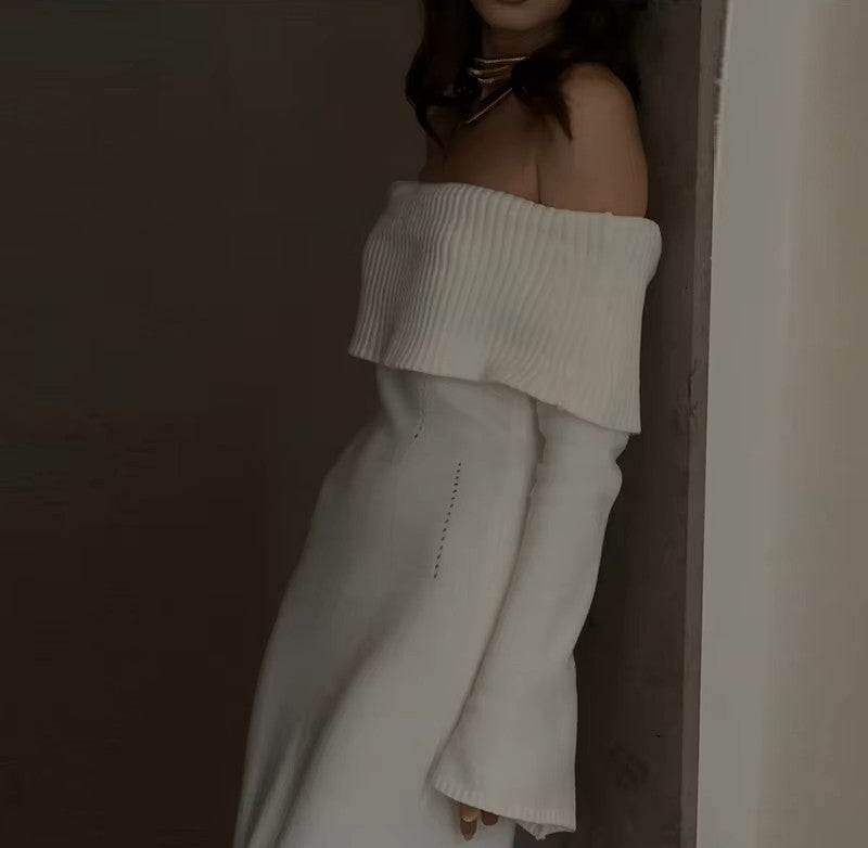 Robe en tricot marisse-off-épaule pour un look élégant et séduisant