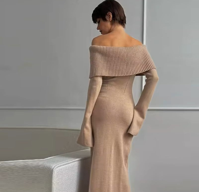 Robe en tricot marisse-off-épaule pour un look élégant et séduisant