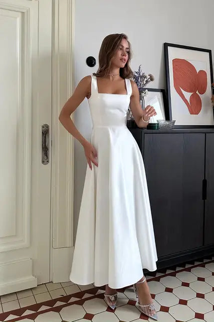 Elara – Versierde Midi-Jurk voor Tijdloze Elegant