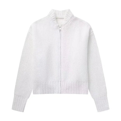 Sérène - Veste de bombardier tricoté avec fermeture éclair