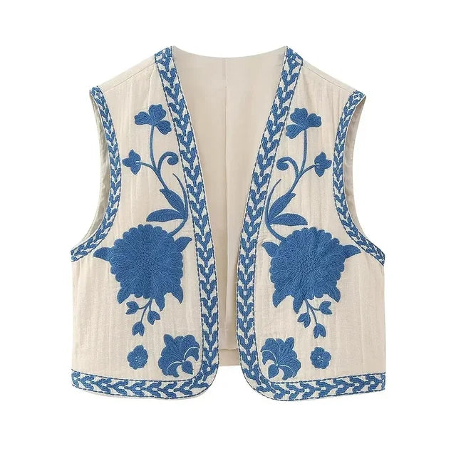 Sienna – Geborduurde Bloemen Gilet voor een Vleugje Bohemian Chic
