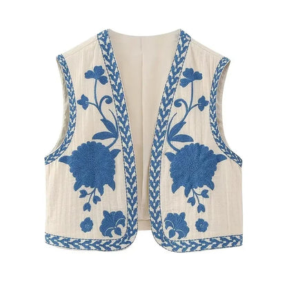 Sienna – Geborduurde Bloemen Gilet voor een Vleugje Bohemian Chic