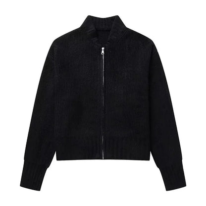 Sérène - Veste de bombardier tricoté avec fermeture éclair