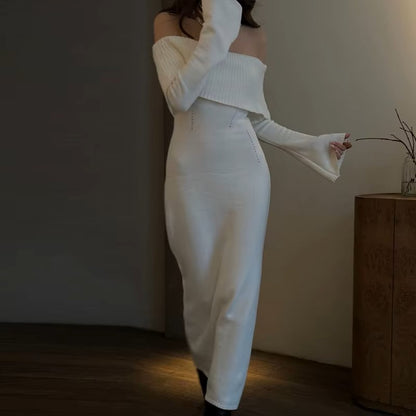 Robe en tricot marisse-off-épaule pour un look élégant et séduisant