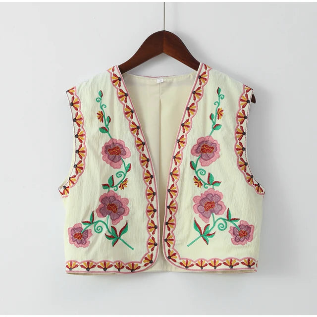 Sienna – Geborduurde Bloemen Gilet voor een Vleugje Bohemian Chic