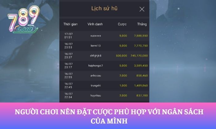Tru Tiên 789Club – Bước vào thế giới nổ hũ tiên hiệp kỳ ảo 4 Người chơi nên đặt cược phù hợp với ngân sách của mình